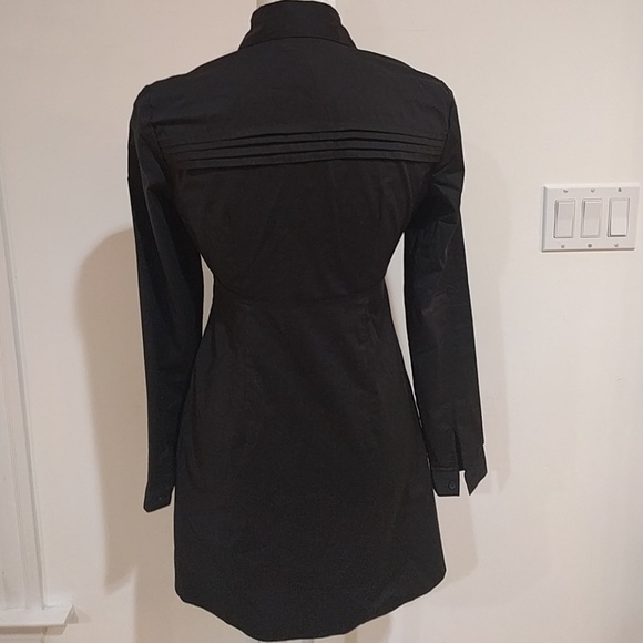 NY&Co Black Long Tuxedo Cotton Poly Spandex Top - Picture 3 of 7