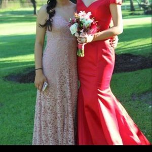 Red off the shoulder formal/prom/pageant dress