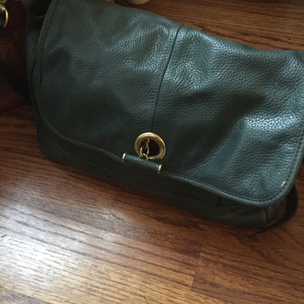 J.crew dark green messenger bag