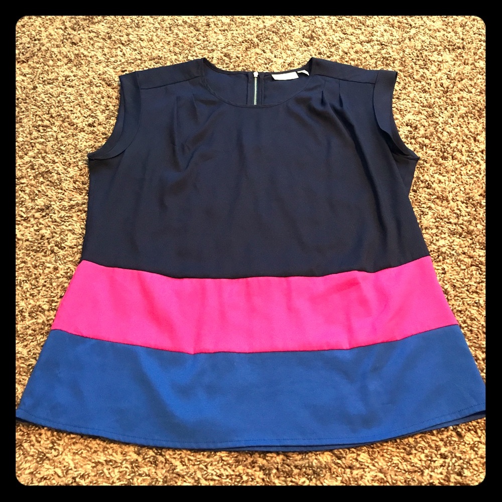 New York & Company Navy, Pink and Blue Top
