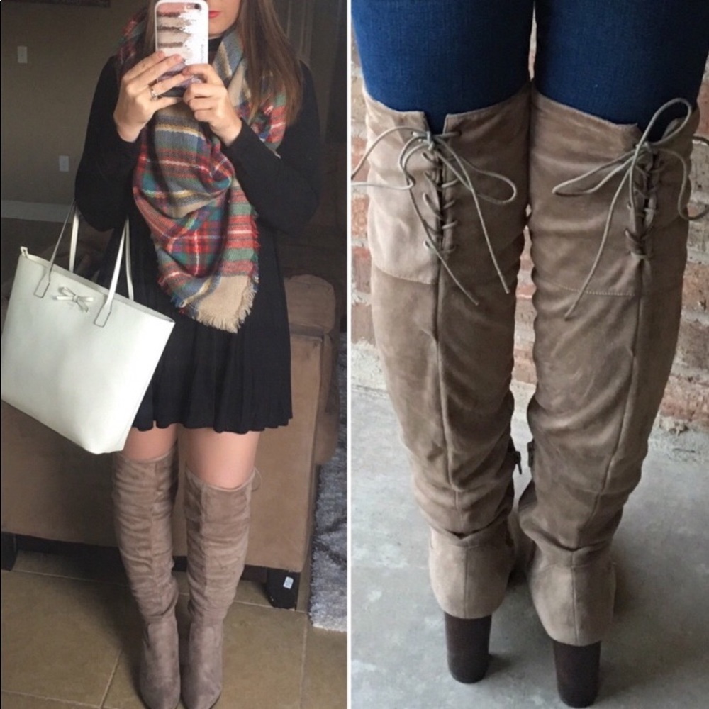High knee suede boots
