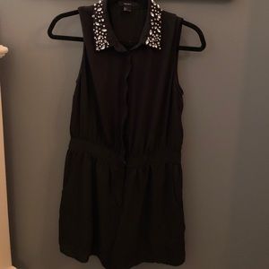 Black jewel-collared romper
