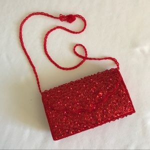 Small Red Beaded Evening Bag