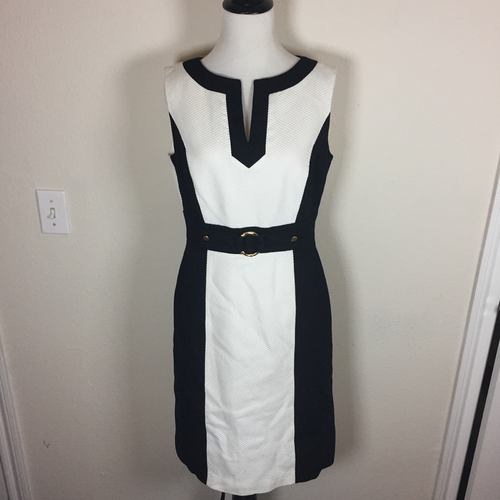 Tahari Slimming Color Block Dress