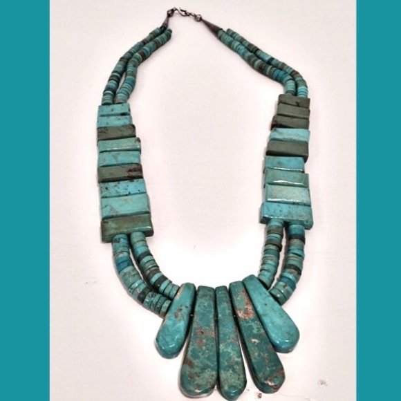 Vintage Jewelry - Native American Turquoise Statement Necklace