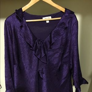 Satiny purple ruffle top