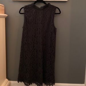 Lace high necked black dress