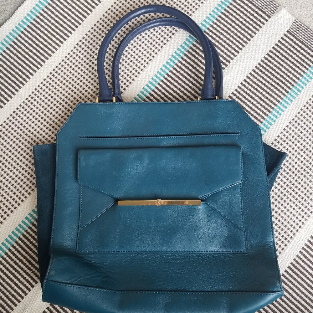 Tory Burch dark turqoise computer, shoulder bag