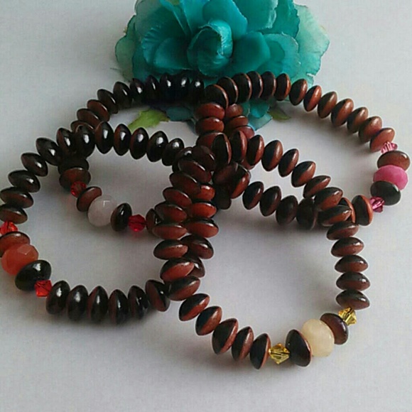Set of 4 Gemstone & Crystal Bracelet - Picture 1 of 6