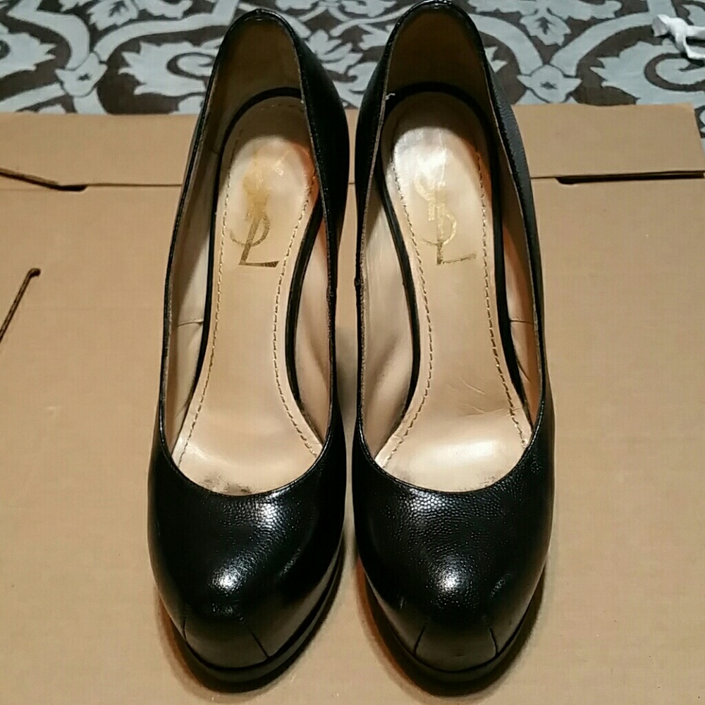YSL black leather heels size 36 1/2
