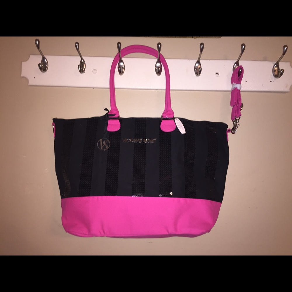 VICTORIA'S SECRET BLACK AND PINK TOTE