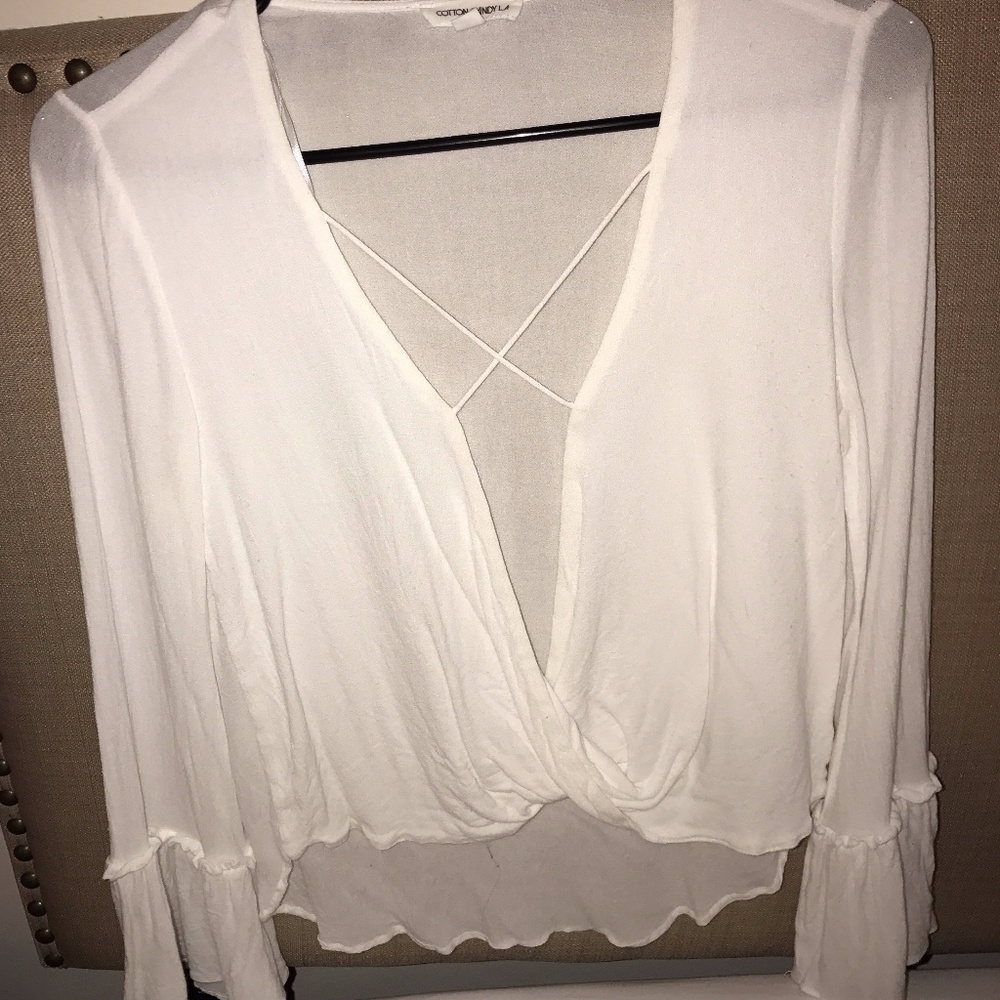 White V-Neck Blouse - Picture 1 of 1