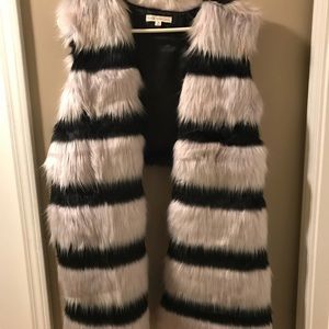 Sassy black and white faux fur vest