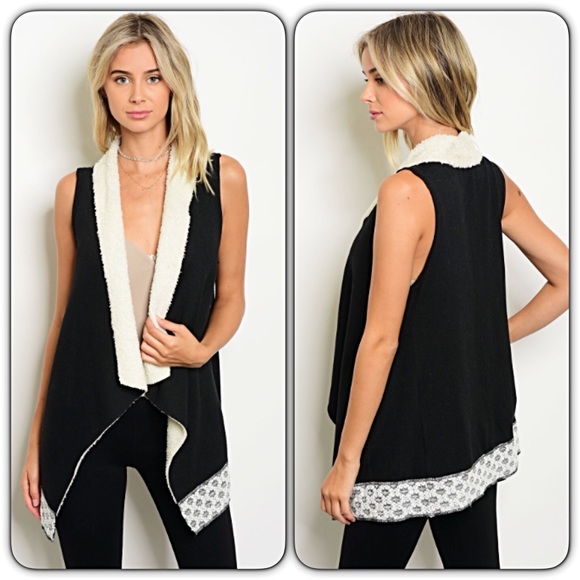 💥HOTSALE💥Soft Shearling Vest Lace Trim SM - Picture 4 of 6