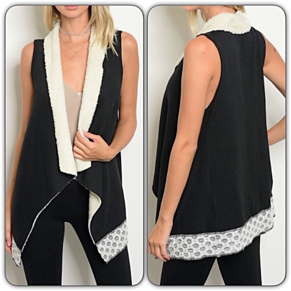 💥HOTSALE💥Soft Shearling Vest Lace Trim SM - Picture 2 of 6