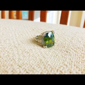 Deep green stone cocktail ring