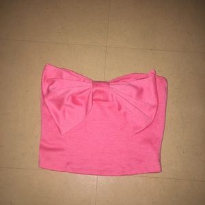 Pink bow tube top