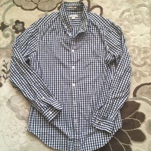 Navy Checked Casual Button Down