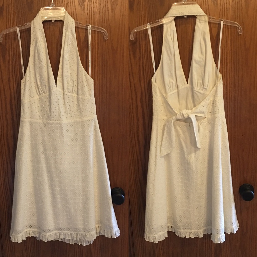 Laundry by Shelli Segal White Eyelet Halter Dress
