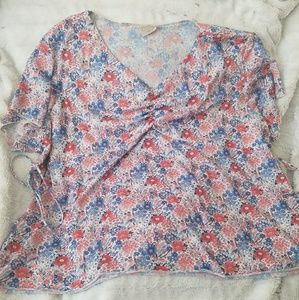 Blue and Red Flower 2x Vintage Top