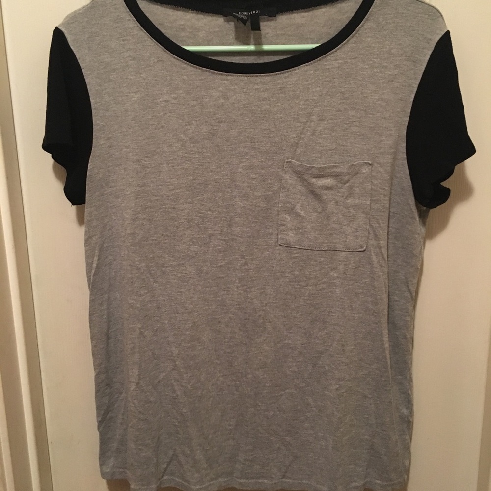 Black and gray top with front pocket