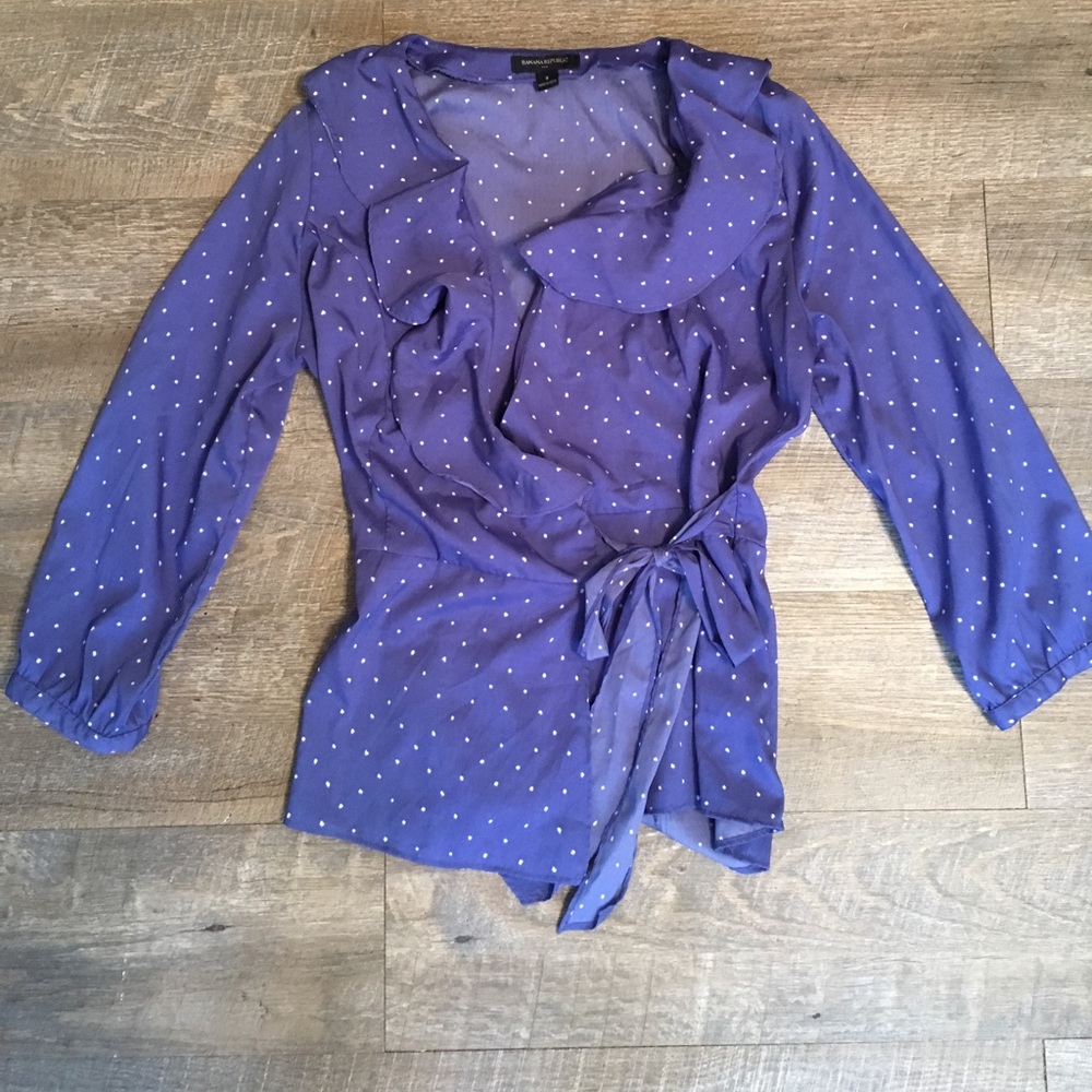 Banana Republic Spotted Tie Blouse