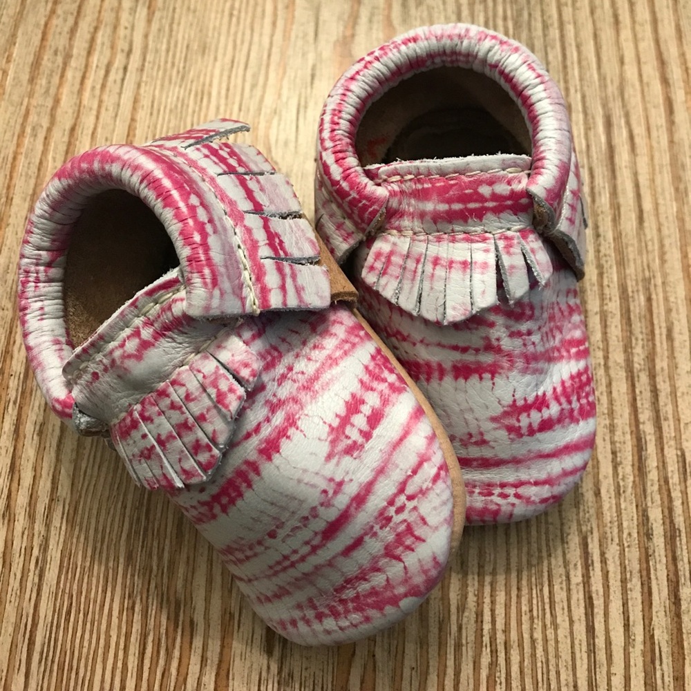 Sz 2 pink tie dye freshly picked moccasins.