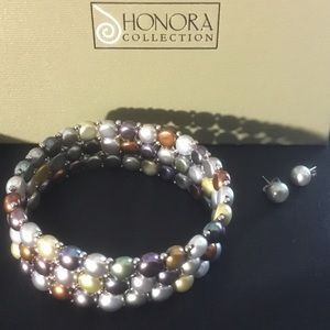 Honora Cultured Button Pearl Bracelet & earrings