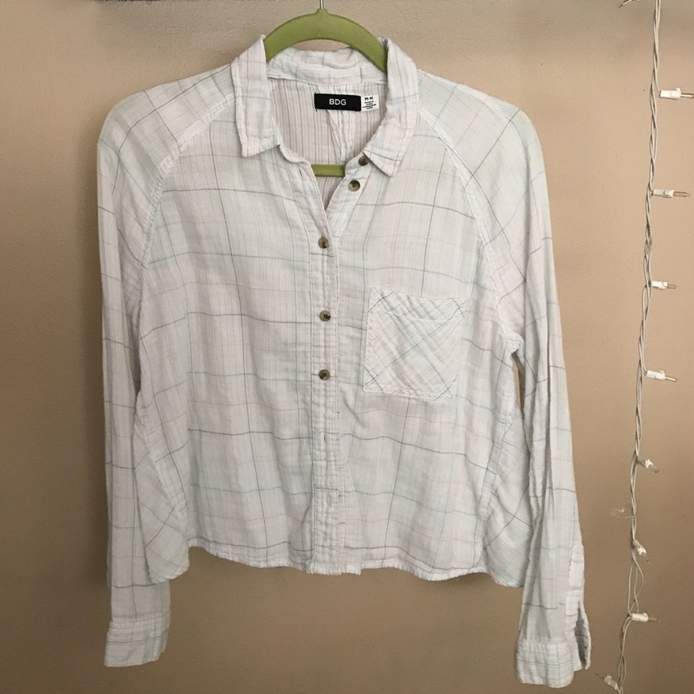 White patterned flannel top from Urban Outfitters