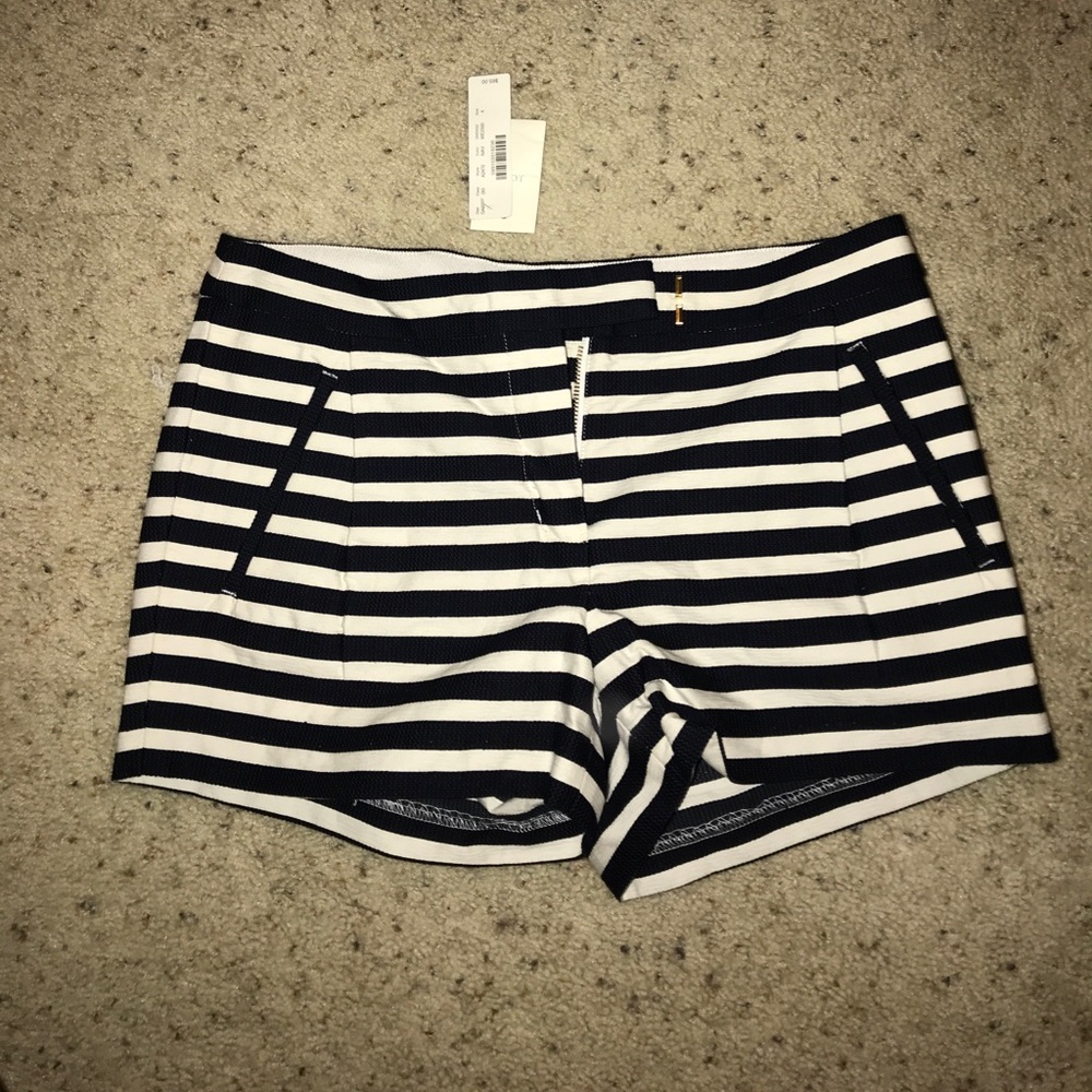 J. Crew navy and white striped shorts