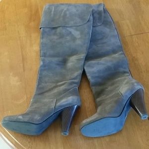 Knee High Taupe/Gray Suede Boots