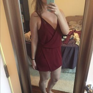 Kimchi Blue drapey red skort romper