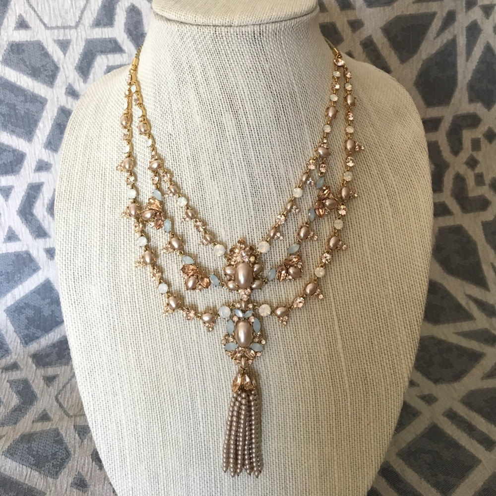 Marchesa Drama Crystal and Pearl Collar Necklace