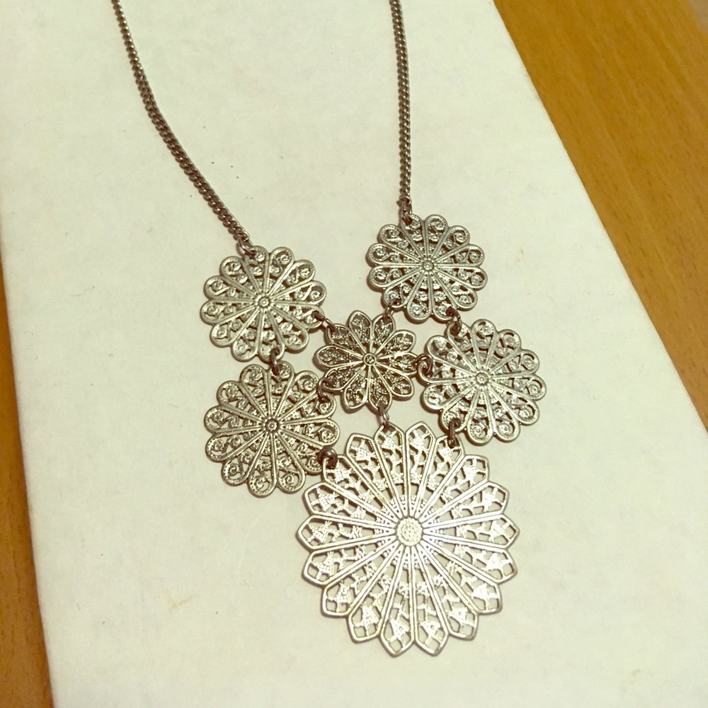 Silver Mandala Petal Necklace