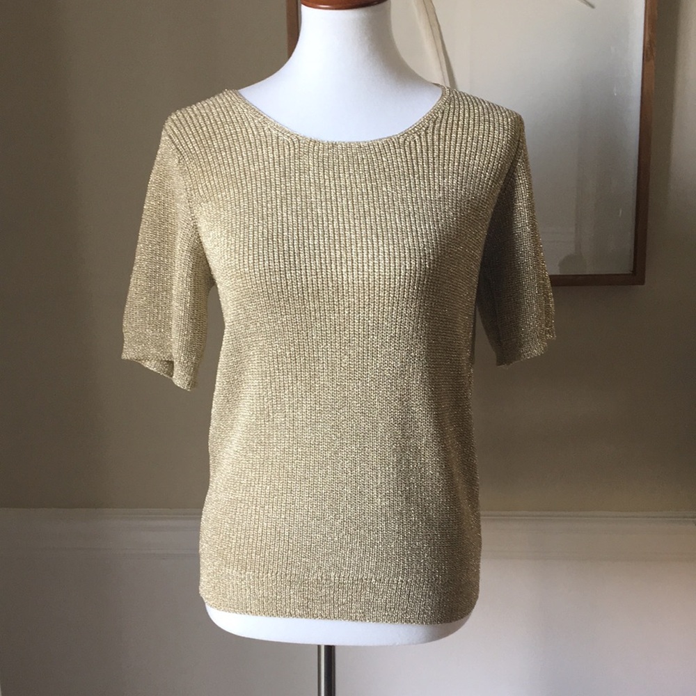 Vintage Knit Gold Shimmer Top