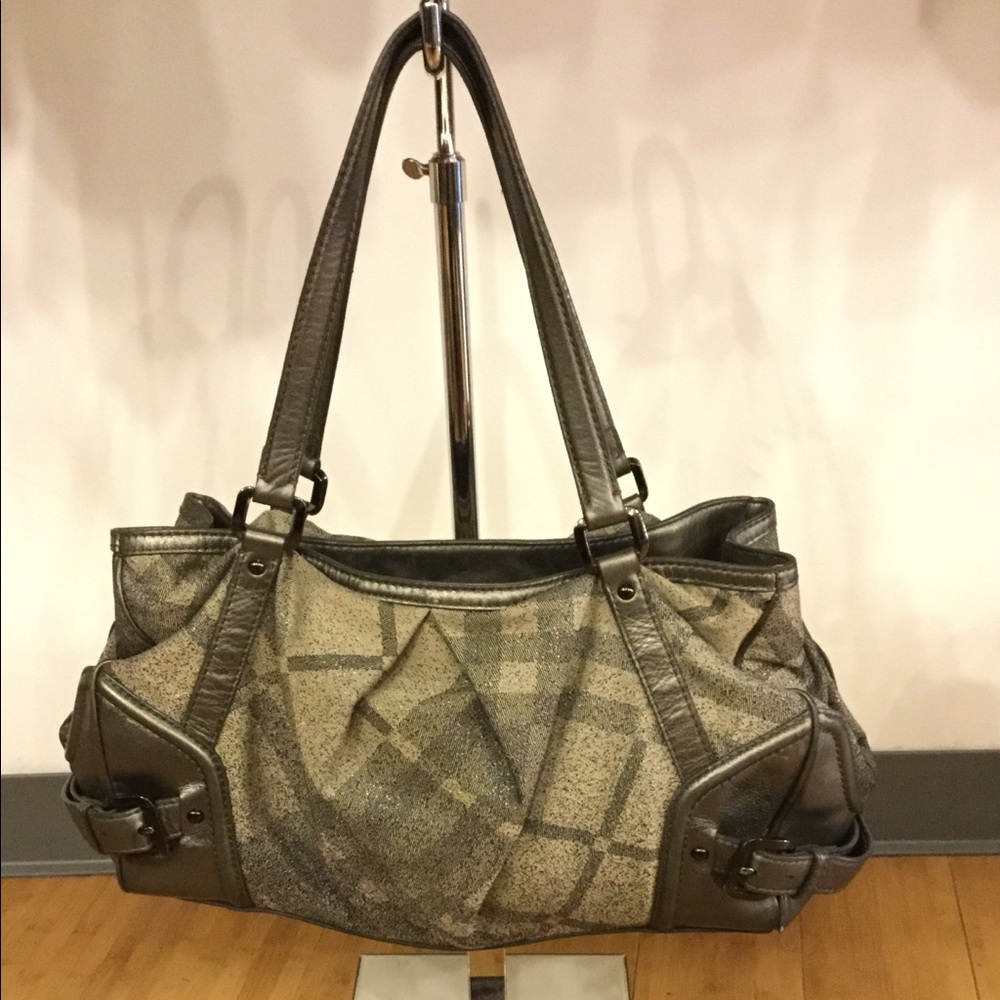 Burberry silver checked metallic bag