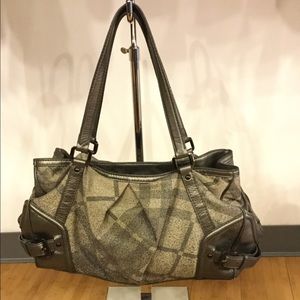 Burberry silver checked metallic bag