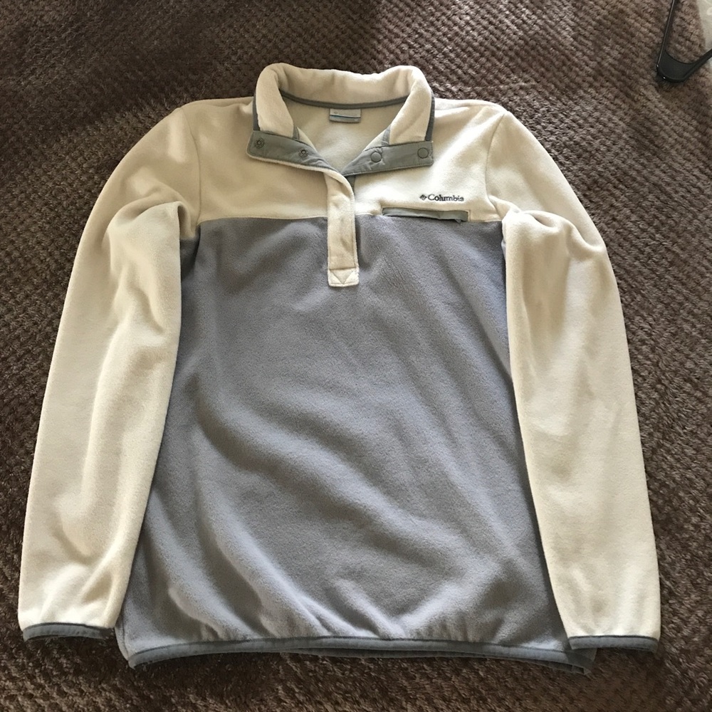 Cream & Gray Columbia Mountainside Fleece Pullover