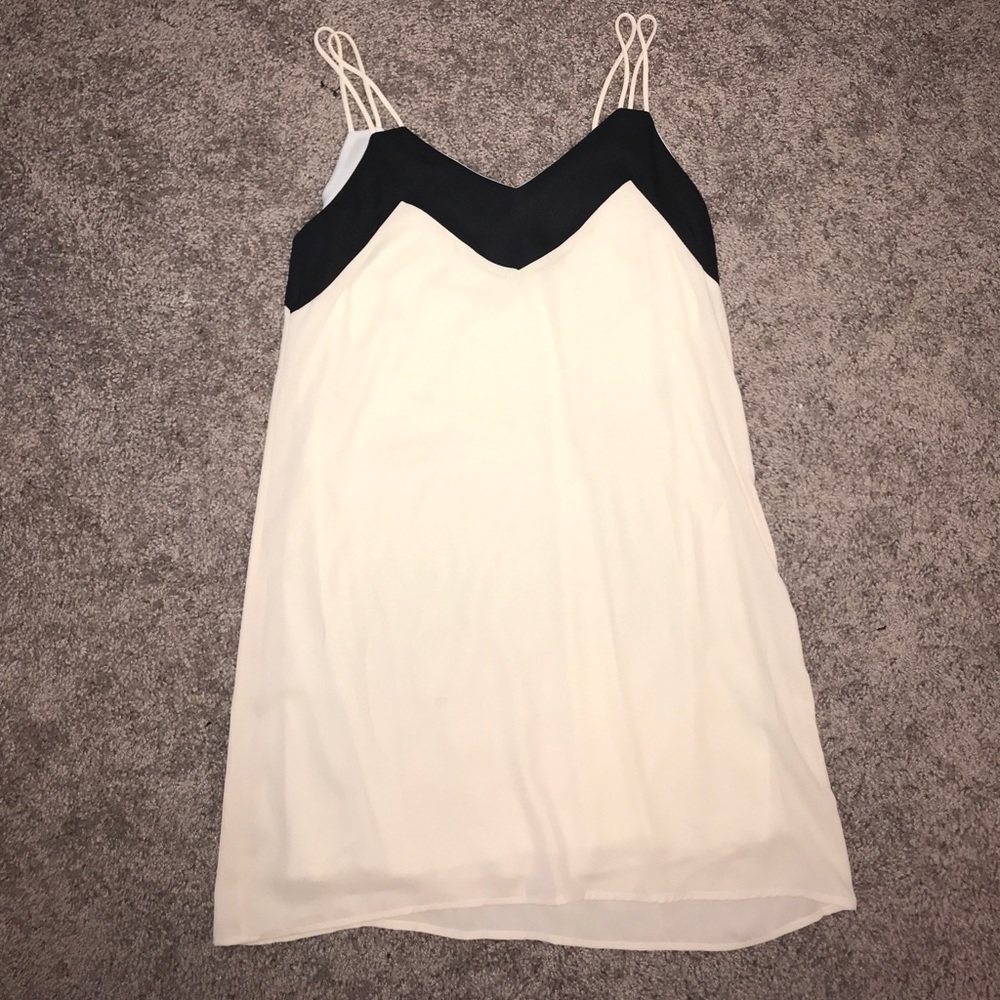 Cream & black slip dress