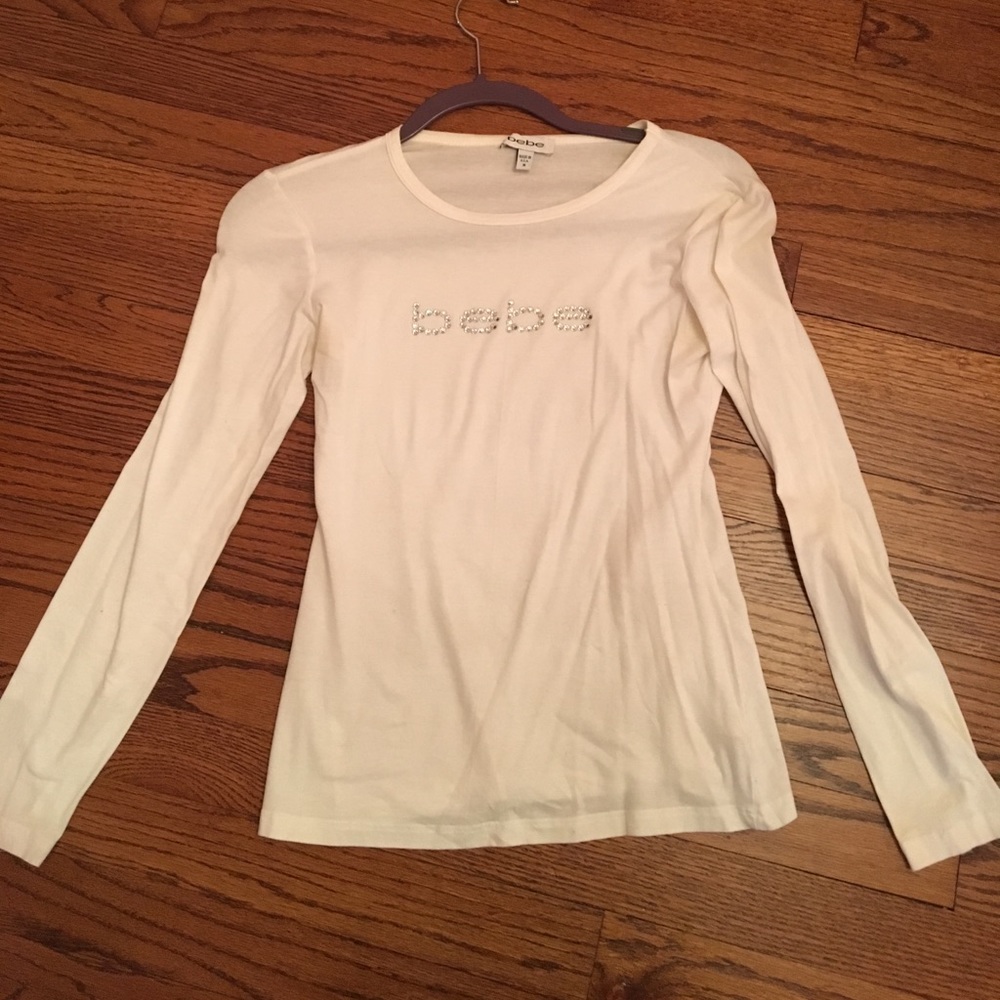 bebe white longsleeve. Size medium.