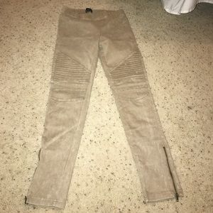 Tan moto leggings