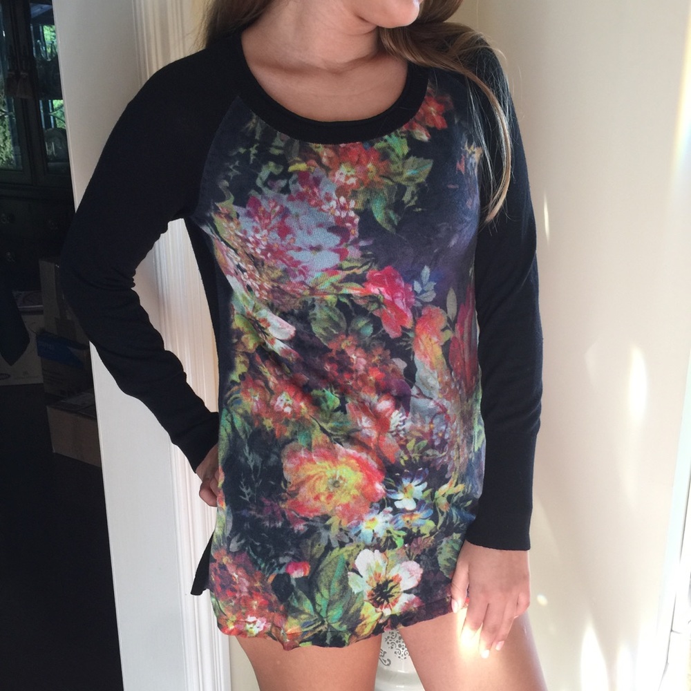 Anthropologie floral long sleeve light sweater