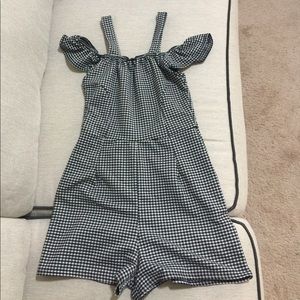 Black and white gingham romper sz S