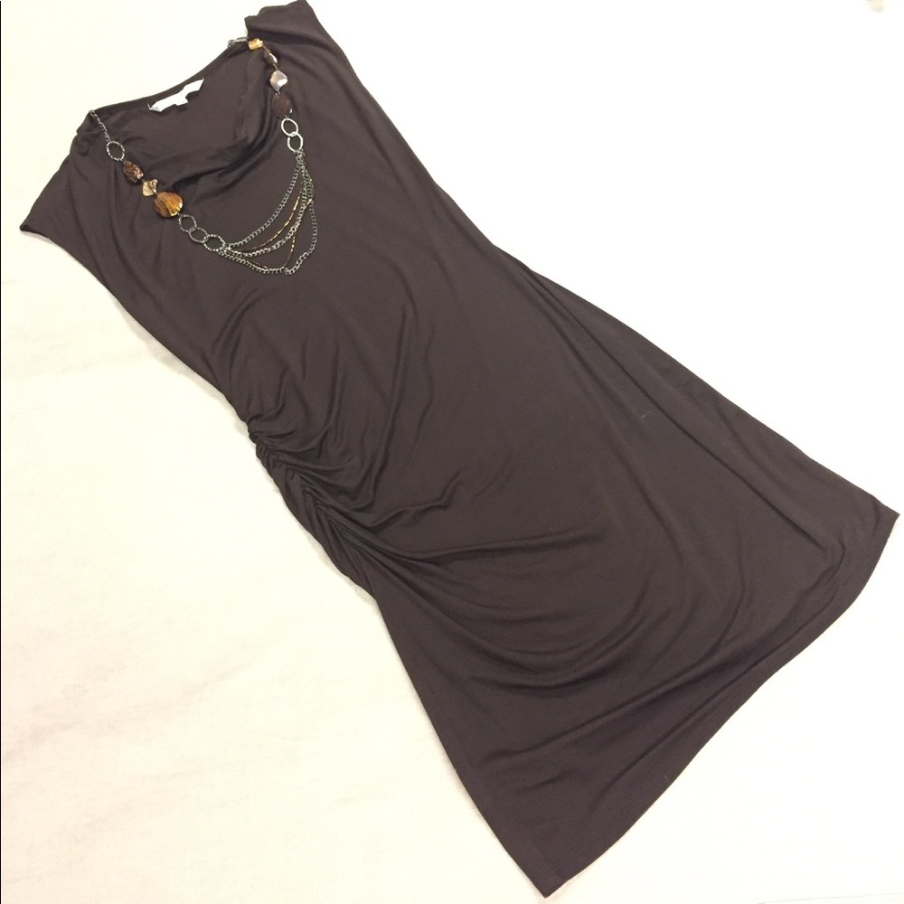 Trina Turk Cinch Waisted Brown Knit Dress