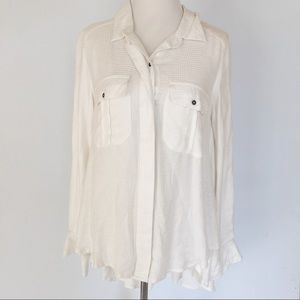 Free People Waffle Knit Button Down