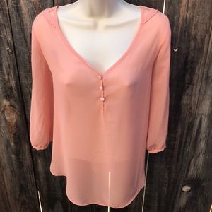 LC Lauren Conrad sheer coral blouse size Large