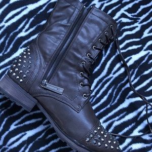 NWOT studded brown boots