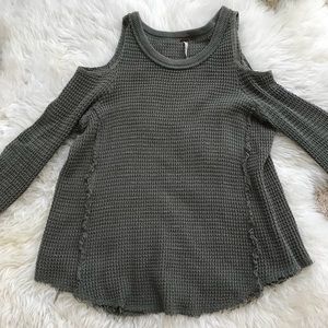 Free People cold shoulder waffle knit sweater