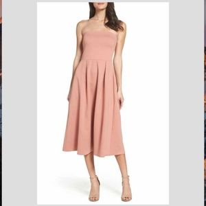 NWOT Charles Henry Strapless Midi Dress