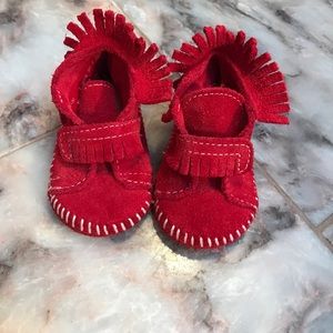 Baby Red Minnetonka shoes